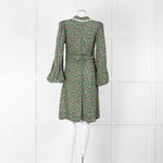 BY Timo Green Orange Floral Button Front Short Dress