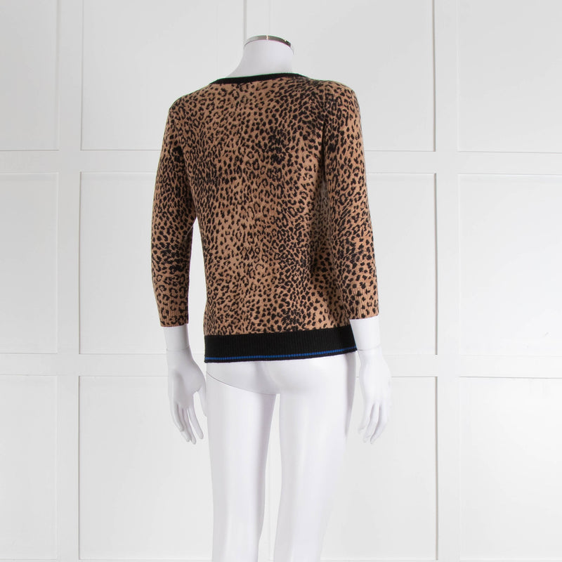 Jumper 1234 Brown Animal Print Cashmere Blend Cardigan