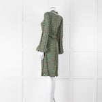 BY Timo Green Orange Floral Button Front Short Dress