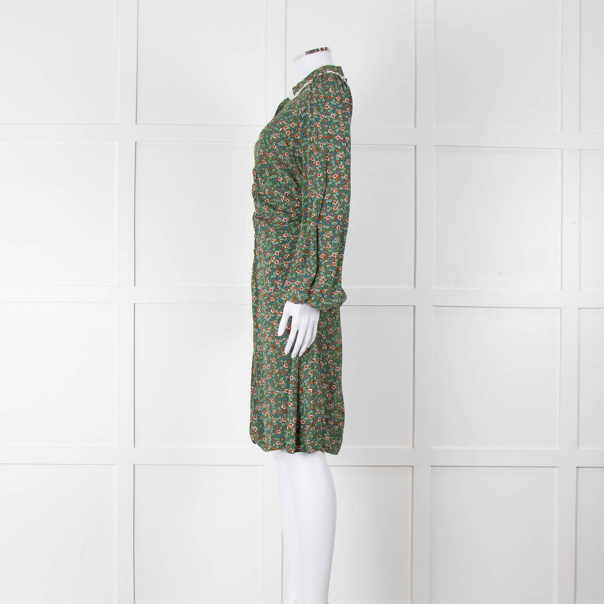 BY Timo Green Orange Floral Button Front Short Dress