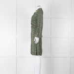 BY Timo Green Orange Floral Button Front Short Dress