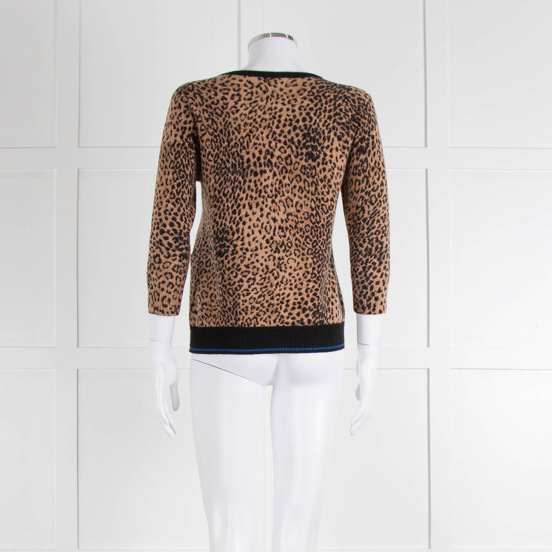 Jumper 1234 Brown Animal Print Cashmere Blend Cardigan