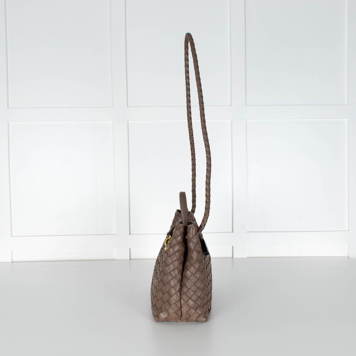 Bottega Veneta Taupe Medium Andiamo Tote Bag