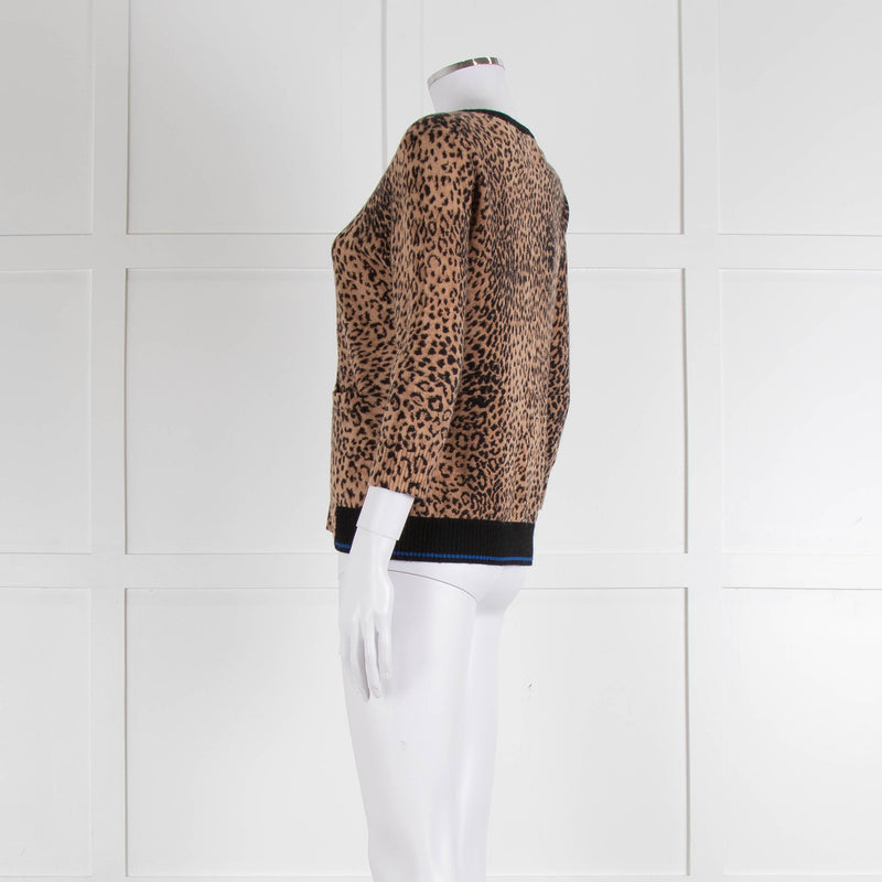 Jumper 1234 Brown Animal Print Cashmere Blend Cardigan