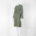 BY Timo Green Orange Floral Button Front Short Dress