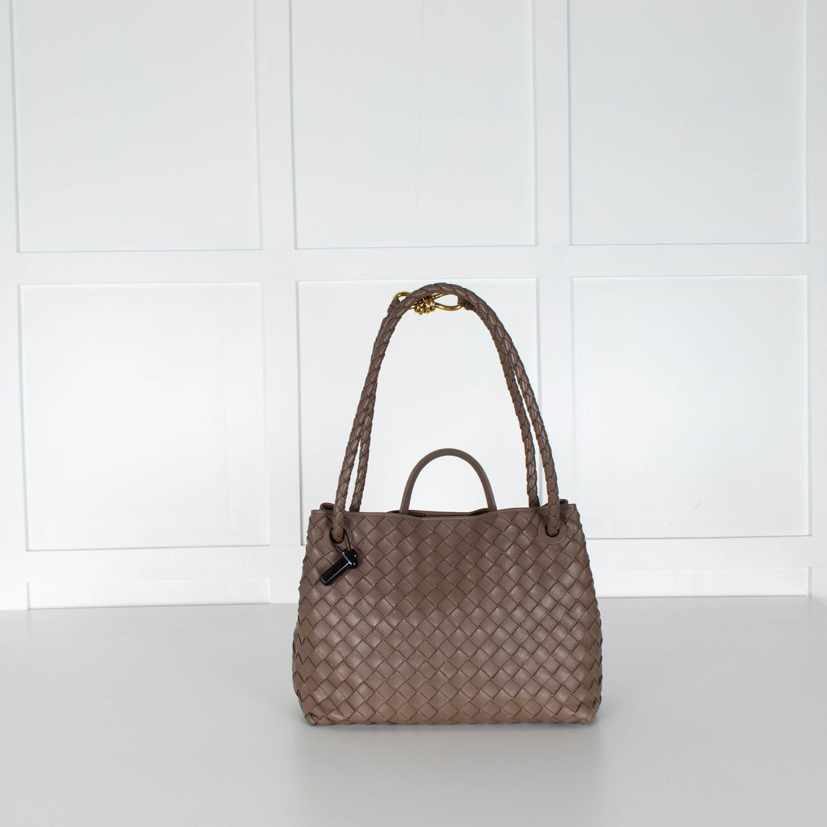 Bottega Veneta Taupe Medium Andiamo Tote Bag