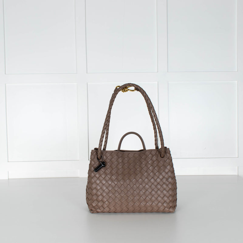 Bottega Veneta Taupe Medium Andiamo Tote Bag