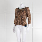 Jumper 1234 Brown Animal Print Cashmere Blend Cardigan