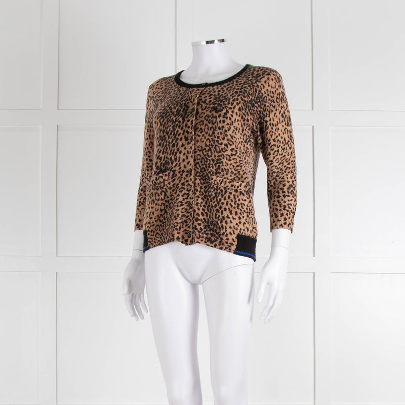 Jumper 1234 Brown Animal Print Cashmere Blend Cardigan