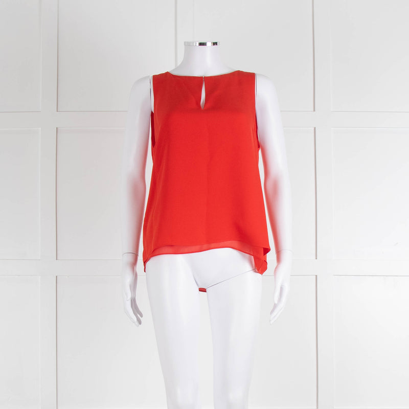 Diane Von Furstenberg Red Sleeveless Silk Double Layer Top