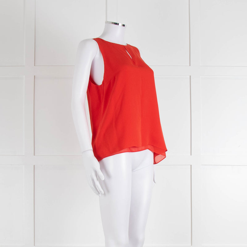 Diane Von Furstenberg Red Sleeveless Silk Double Layer Top