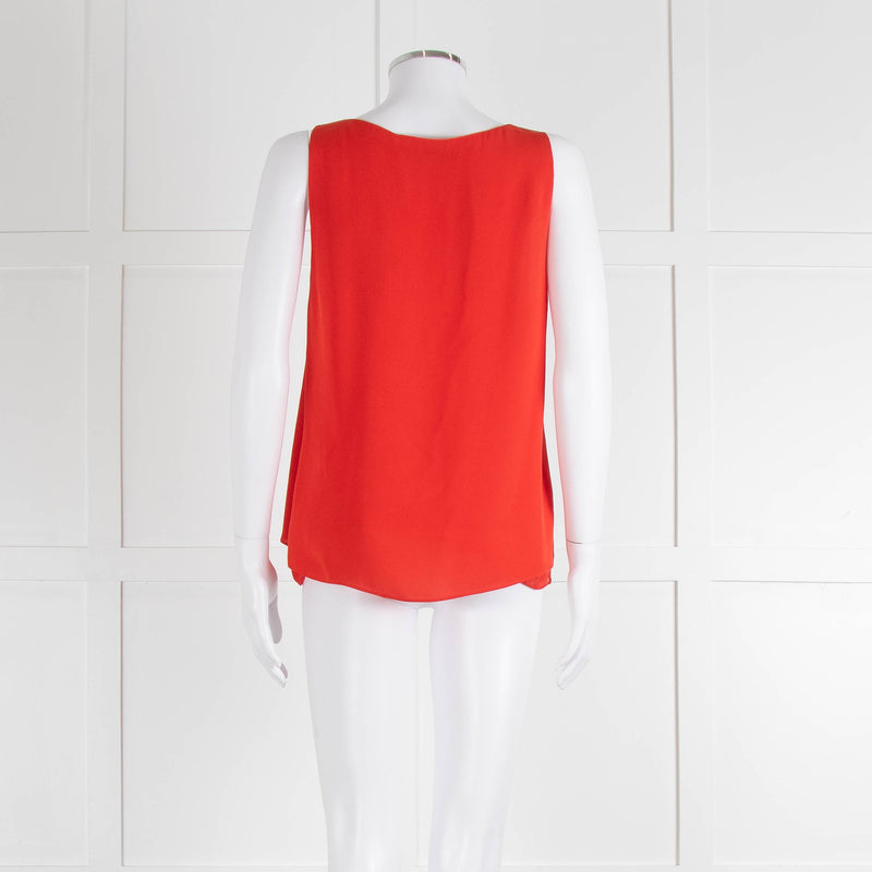 Diane Von Furstenberg Red Sleeveless Silk Double Layer Top