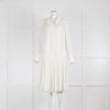 Khaite Cream Silk Pleated Long Sleeve Dress