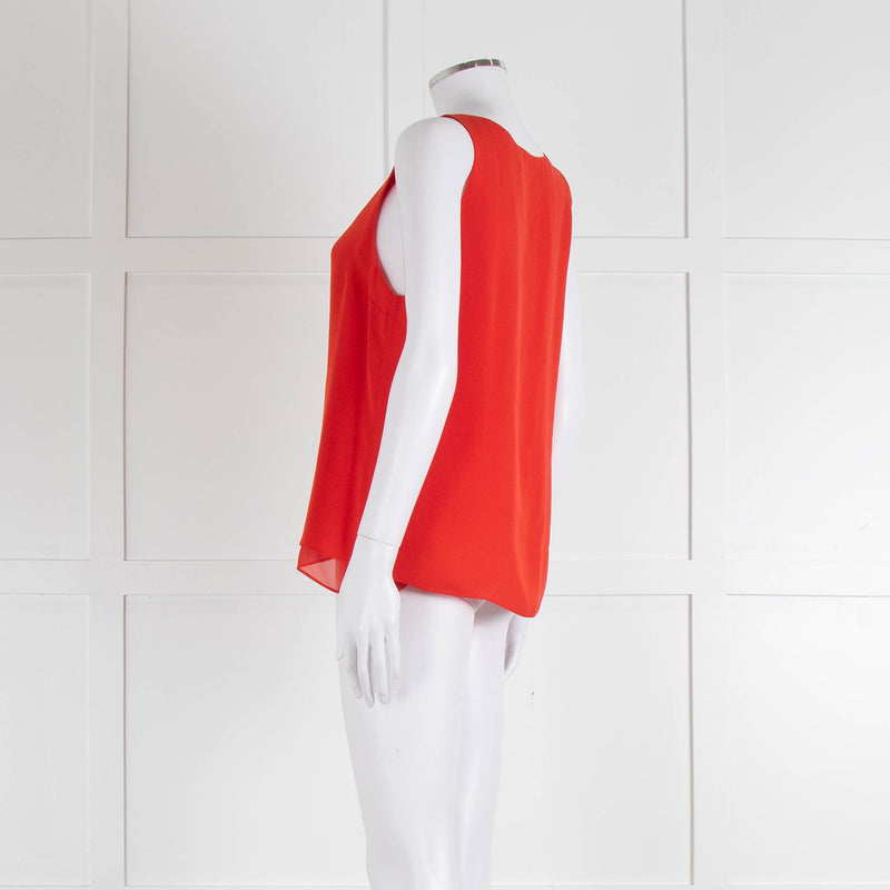 Diane Von Furstenberg Red Sleeveless Silk Double Layer Top