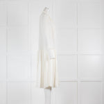 Khaite Cream Silk Pleated Long Sleeve Dress