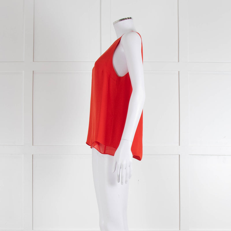 Diane Von Furstenberg Red Sleeveless Silk Double Layer Top