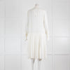 Khaite Cream Silk Pleated Long Sleeve Dress