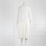 Khaite Cream Silk Pleated Long Sleeve Dress
