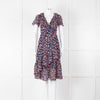 Michael Kors Navy Orange Floral Short Sleeve Wrap Dress
