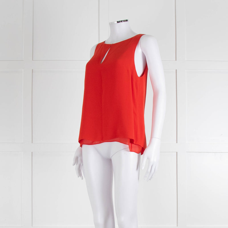 Diane Von Furstenberg Red Sleeveless Silk Double Layer Top