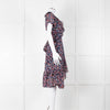 Michael Kors Navy Orange Floral Short Sleeve Wrap Dress