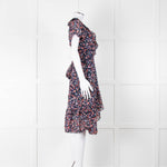 Michael Kors Navy Orange Floral Short Sleeve Wrap Dress