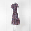 Michael Kors Navy Orange Floral Short Sleeve Wrap Dress