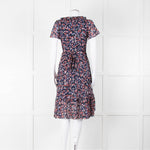Michael Kors Navy Orange Floral Short Sleeve Wrap Dress