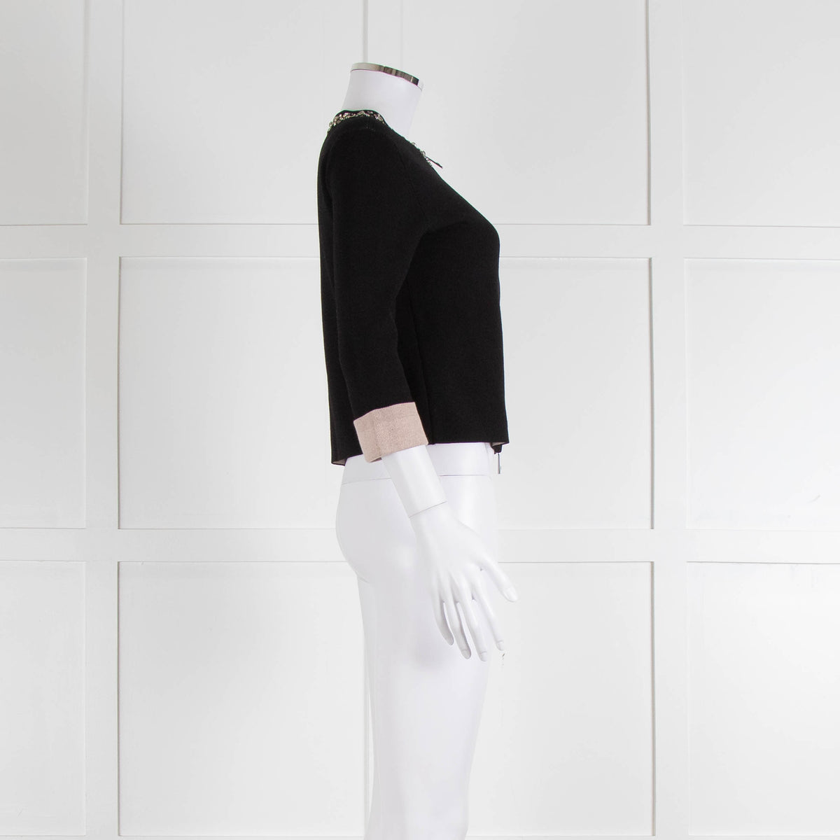 Pinko Black Diamante Trim Zip Up Cardigan