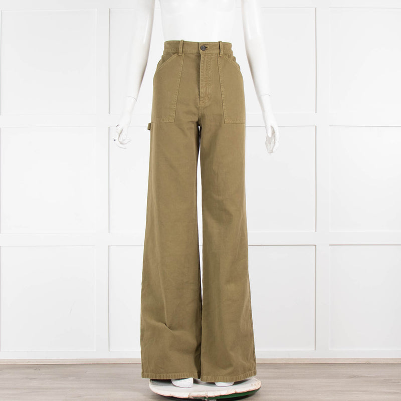 Nili Lotan Khaki Cargo Trousers With Drawstring Waistband
