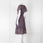 Michael Kors Navy Orange Floral Short Sleeve Wrap Dress
