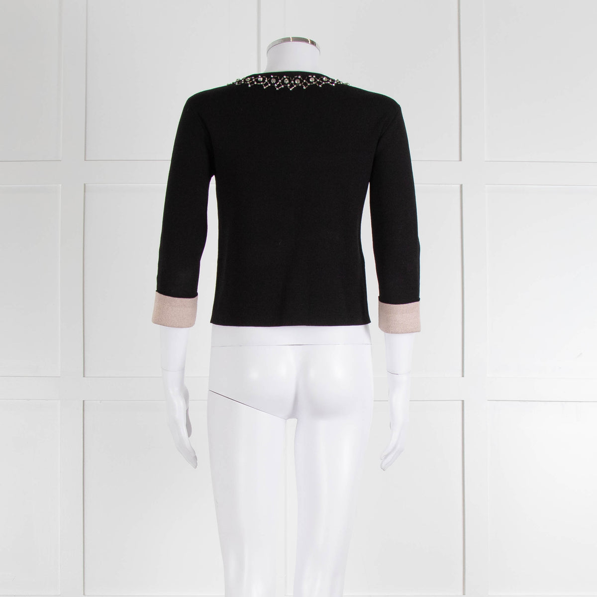 Pinko Black Diamante Trim Zip Up Cardigan