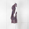 Michael Kors Navy Orange Floral Short Sleeve Wrap Dress