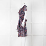 Michael Kors Navy Orange Floral Short Sleeve Wrap Dress