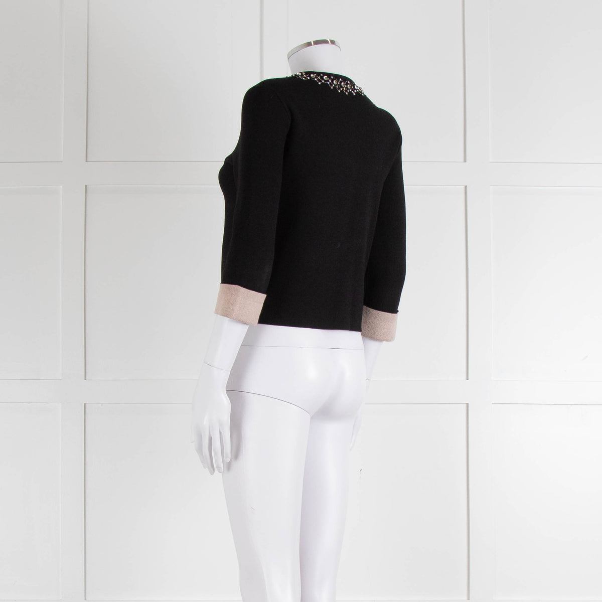 Pinko Black Diamante Trim Zip Up Cardigan