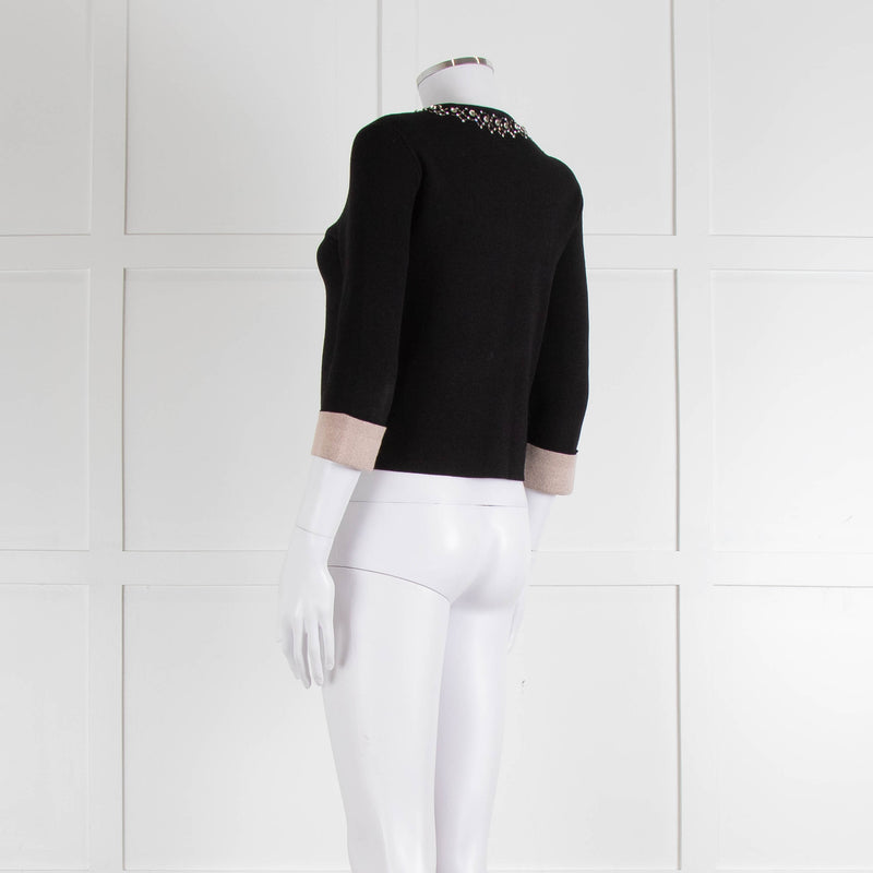 Pinko Black Diamante Trim Zip Up Cardigan