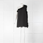 MSGM Black One Shoulder Frill Front Dress
