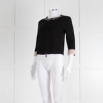 Pinko Black Diamante Trim Zip Up Cardigan