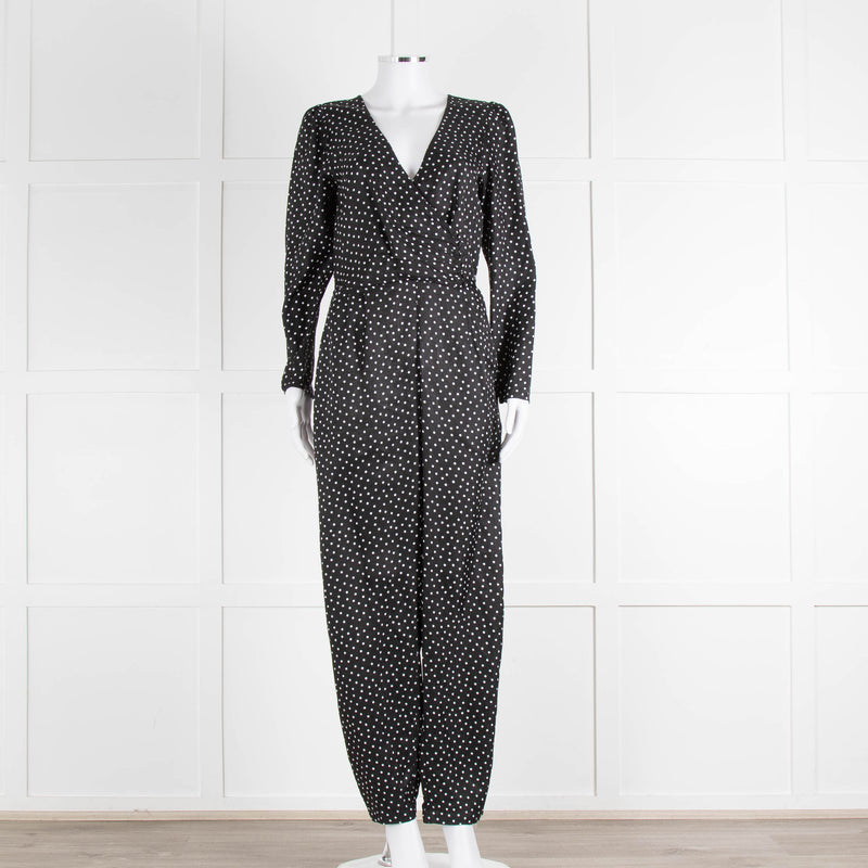 Iris Black White Polka Dot Long Sleeve Jumpsuit