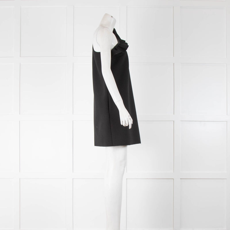 MSGM Black One Shoulder Frill Front Dress