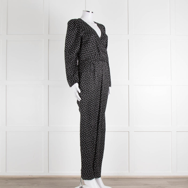 Iris Black White Polka Dot Long Sleeve Jumpsuit