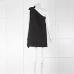 MSGM Black One Shoulder Frill Front Dress