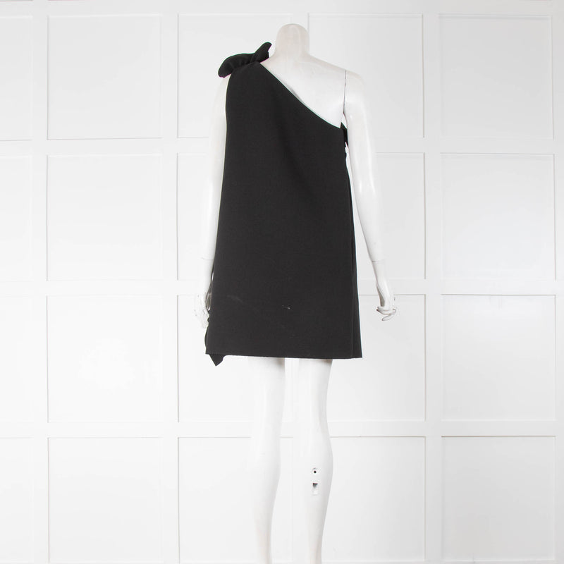 MSGM Black One Shoulder Frill Front Dress