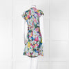 Erdem Blue Yellow Orange Floral Belted Silk Mini Dress