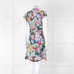 Erdem Blue Yellow Orange Floral Belted Silk Mini Dress