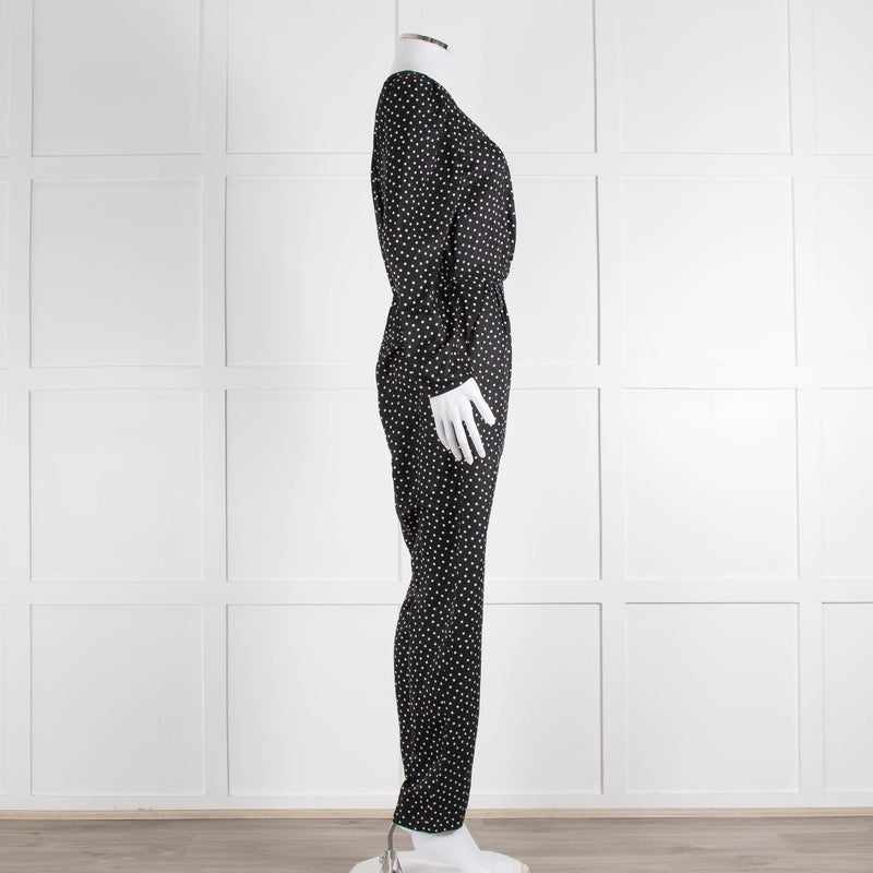 Iris Black White Polka Dot Long Sleeve Jumpsuit