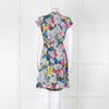 Erdem Blue Yellow Orange Floral Belted Silk Mini Dress