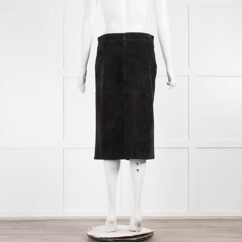 Toteme Black Suede Panel Front Split Skirt