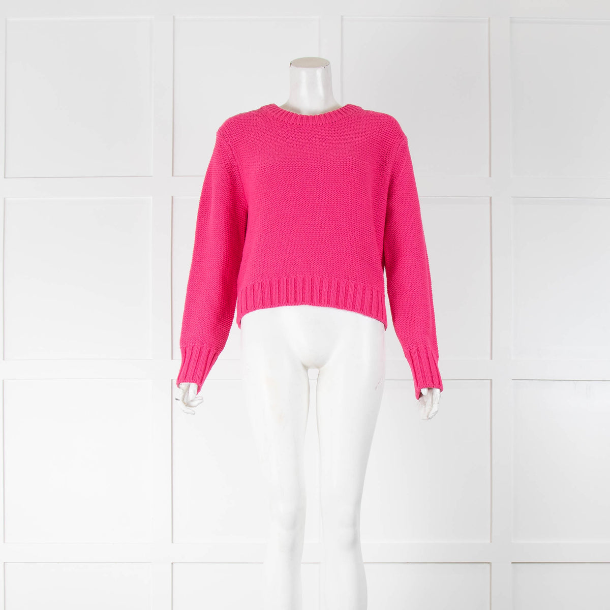 White + Warren Bright Pink Cotton Knit Jumper