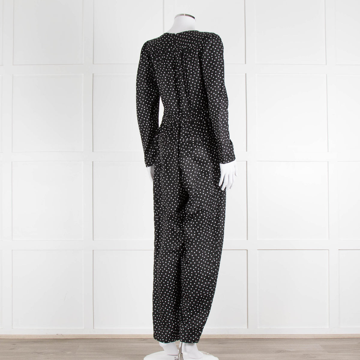 Iris Black White Polka Dot Long Sleeve Jumpsuit